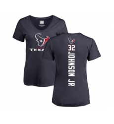 Football Women's Houston Texans #32 Lonnie Johnson Navy Blue Backer T-Shirt