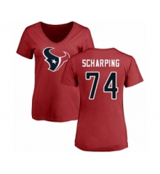 Football Women's Houston Texans #74 Max Scharping Red Name & Number Logo T-Shirt
