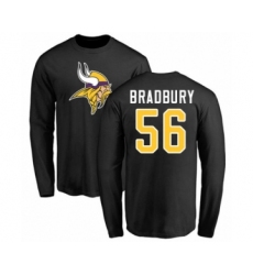 Football Minnesota Vikings #56 Garrett Bradbury Black Name & Number Logo Long Sleeve T-Shirt