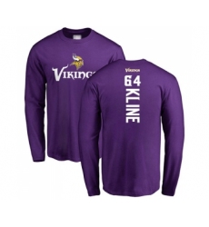 Football Minnesota Vikings #64 Josh Kline Purple Backer Long Sleeve T-Shirt