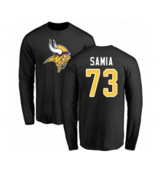 Football Minnesota Vikings #73 Dru Samia Black Name & Number Logo Long Sleeve T-Shirt