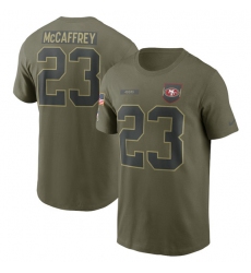 Men's San Francisco 49ers #23 Christian McCaffrey Olive 2025 Salute to Service Name & Number T-Shirt