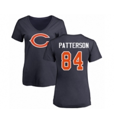 Football Women's Chicago Bears #84 Cordarrelle Patterson Navy Blue Name & Number Logo T-Shirt