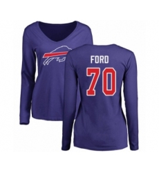 Football Women's Buffalo Bills #70 Cody Ford Royal Blue Name & Number Logo Long Sleeve T-Shirt