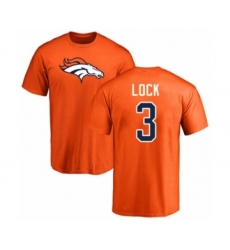Football Denver Broncos #3 Drew Lock Orange Name & Number Logo T-Shirt