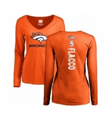 Football Women's Denver Broncos #5 Joe Flacco Orange Backer Long Sleeve T-Shirt