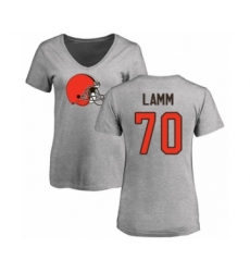 Football Women's Cleveland Browns #70 Kendall Lamm Ash Name & Number Logo T-Shirt