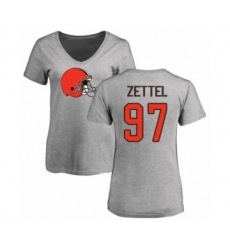 Football Women's Cleveland Browns #97 Anthony Zettel Ash Name & Number Logo T-Shirt