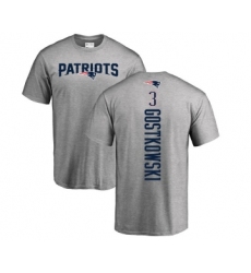 Football New England Patriots #3 Stephen Gostkowski Ash Backer T-Shirt