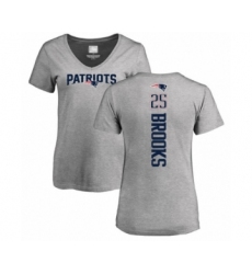 Football Women's New England Patriots #25 Terrence Brooks Ash Backer V-Neck T-Shirt