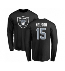 Football Oakland Raiders #15 J. Nelson Black Name & Number Logo Long Sleeve T-Shirt