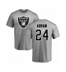 Football Oakland Raiders #24 Johnathan Abram Ash Name & Number Logo T-Shirt