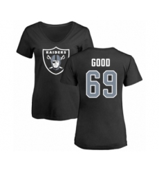 Football Women's Oakland Raiders #69 Denzelle Good Black Name & Number Logo T-Shirt