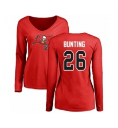Football Women's Tampa Bay Buccaneers #26 Sean Bunting Red Name & Number Logo Long Sleeve T-Shirt