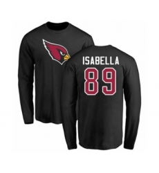 Football Arizona Cardinals #89 Andy Isabella Black Name & Number Logo Long Sleeve T-Shirt