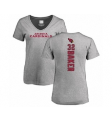 Football Women's Arizona Cardinals #32 Budda Baker Ash Backer V-Neck T-Shirt