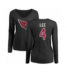 Football Women's Arizona Cardinals #4 Andy Lee Black Name & Number Logo Long Sleeve T-Shirt
