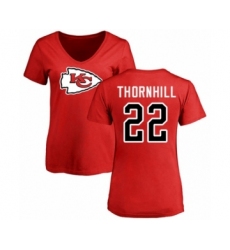 Football Women's Kansas City Chiefs #22 Juan Thornhill Red Name & Number Logo Slim Fit T-Shirt