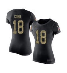 Football Women's Dallas Cowboys #18 Randall Cobb Black Camo Salute to Service T-Shirt