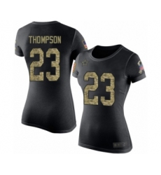 Football Women's Dallas Cowboys #23 Darian Thompson Black Camo Salute to Service T-Shirt