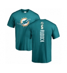 Football Miami Dolphins #5 Jake Rudock Aqua Green Backer T-Shirt