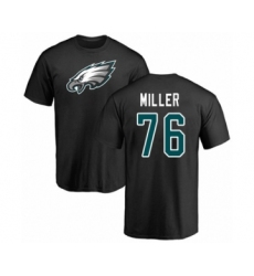Philadelphia Eagles #76 Shareef Miller Black Name & Number Logo T-Shirt