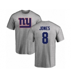 Football New York Giants #8 Daniel Jones Ash Name & Number Logo T-Shirt