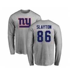 Football New York Giants #86 Darius Slayton Ash Name & Number Logo Long Sleeve T-Shirt