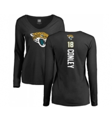 Football Women's Jacksonville Jaguars #18 Chris Conley Black Backer Slim Fit Long Sleeve T-Shirt