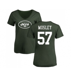 Football Women's New York Jets #57 C.J. Mosley Green Name & Number Logo T-Shirt