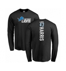 Football Detroit Lions #43 Will Harris Black Backer Long Sleeve T-Shirt