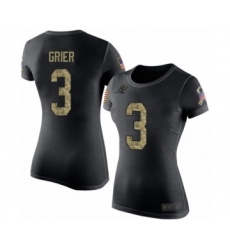Football Women's Carolina Panthers #3 Will Grier Black Name & Number Logo Slim Fit T-Shirt