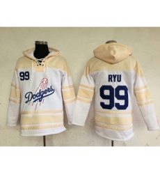 Men's Los Angeles Dodgers #99 Hyun-Jin Ryu White Baseball MLB Hoodie