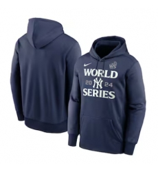 Men's New York Yankees Nike Navy 2024 World Series Authentic Collection Therma Pullover Hoodie