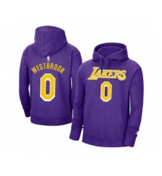 Men's Los Angeles Lakers #0 Russell Westbrook 2021 Purple Pullover Basketball Hoodie