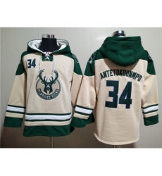 Men's Milwaukee Bucks #34 Giannis Antetokounmpo Cream Hoodie