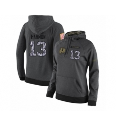 Football Women's Washington Redskins #13 Kelvin Harmon Stitched Black Anthracite Salute to Service Player Performance Hoodie