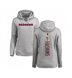 Football Women's Washington Redskins #7 Dwayne Haskins Ash Backer Pullover Hoodie