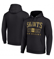 Men's New Orleans Saints Black Throwback Logo Pullover Hoodie
