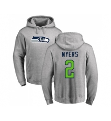 Football Seattle Seahawks #2 Jason Myers Ash Name & Number Logo Pullover Hoodie