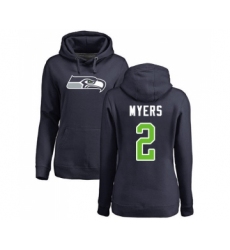 Football Women's Seattle Seahawks #2 Jason Myers Navy Blue Name & Number Logo Pullover Hoodie