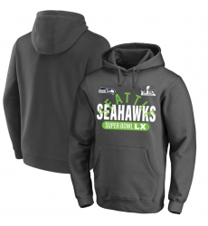 Men's Seattle Seahawks Charcoal 2025 Super Bowl LX Big & Tall Game Plan Hoodie