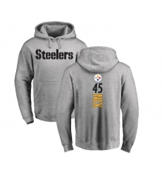 Football Pittsburgh Steelers #45 Roosevelt Nix Ash Backer Pullover Hoodie