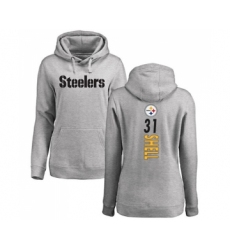 Football Women's Pittsburgh Steelers #31 Donnie Shell Ash Backer Pullover Hoodie