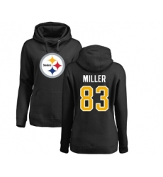 Football Women's Pittsburgh Steelers #83 Heath Miller Black Name & Number Logo Pullover Hoodie