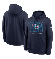 Men's Tennessee Titans Navy Busted Play Club Fleece Pullover Hoodies