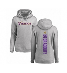 Football Women's Minnesota Vikings #56 Garrett Bradbury Ash Backer Pullover Hoodie