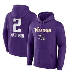 Men's Minnesota Vikings #2 Alexander Mattison Purple Team Wordmark Player Name & Number Pullover Hoodie