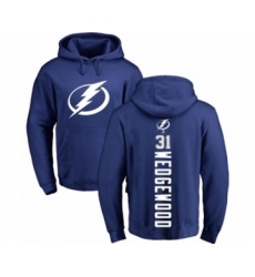 Hockey Tampa Bay Lightning #31 Scott Wedgewood Royal Blue Backer Pullover Hoodie