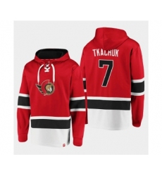 Men's Ottawa Senators #7 Brady Tkachuk Red Ageless Must-Have Lace-Up Pullover Hoodie